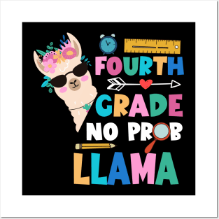 Fourth Grade Teacher 100th day of school No Prob Llama Posters and Art